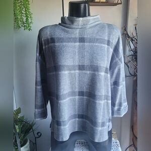 Reitmans Grey Plaid Patterned Turtleneck Sweater L